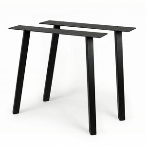 Stalen poten schuin - zwart - SET (2 stuks) - 5x5 cm - 76 cm breed - 72 cm hoog