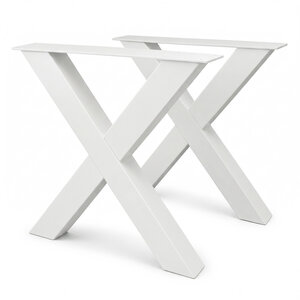 Stalen X-tafelpoten - wit - SET (2 stuks) - 10x10 cm - 76 cm breed - 72 cm hoog Stalen X-tafelpoten - wit - SET (2 stuks) - 10x10 cm - 76 cm breed - 72 cm hoog