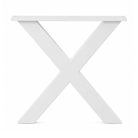 Stalen X-tafelpoten - wit (RAL 9016) - per SET (2 stuks) - koker: 4x10 cm - breedte: 78 cm - hoogte: 72 cm - witte X-poot - gecoat metaal