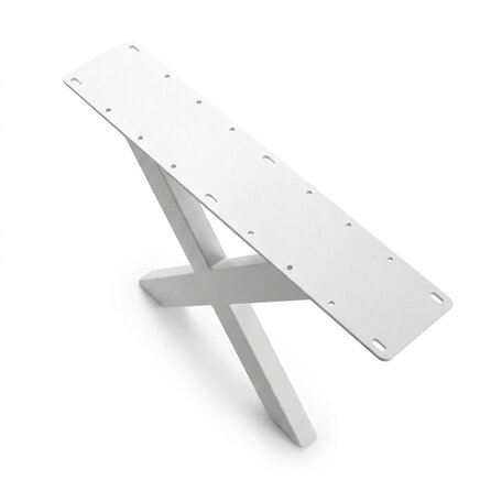 Stalen X-tafelpoten - wit (RAL 9016) - per SET (2 stuks) - koker: 4x10 cm - breedte: 78 cm - hoogte: 72 cm - witte X-poot - gecoat metaal