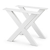 Stalen X-tafelpoten - wit (RAL 9016) - per SET (2 stuks) - koker: 4x10 cm - breedte: 78 cm - hoogte: 72 cm - witte X-poot - gecoat metaal
