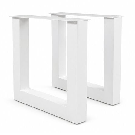Stalen U-tafelpoten - wit (RAL 9016) - per SET (2 stuks) - koker: 10x10 cm - breedte: 76 cm - hoogte: 72 cm - witte U-poot - gecoat metaal