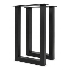 Stalen sta-/bartafel U-poten - zwart - SET (2 stuks) - 8x8 cm - 60 cm breed