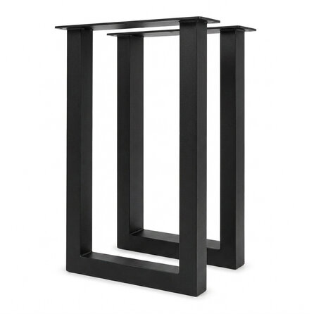 Stalen bartafel U-poten - zwart (RAL 9005) - per SET (2 stuks) - koker: 8x8 cm - breedte: 78 cm - diverse hoogtes - zwarte U-statafel poot - gecoat metaal