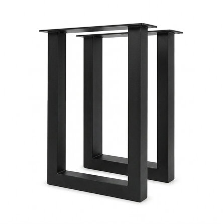Stalen bartafel U-poten - zwart (RAL 9005) - per SET (2 stuks) - koker: 8x8 cm - breedte: 78 cm - diverse hoogtes - zwarte U-statafel poot - gecoat metaal