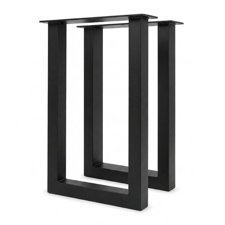 Stalen bartafel U-poten - zwart (RAL 9005) - per SET (2 stuks) - koker: 8x8 cm - breedte: 78 cm - diverse hoogtes - zwarte U-statafel poot - gecoat metaal