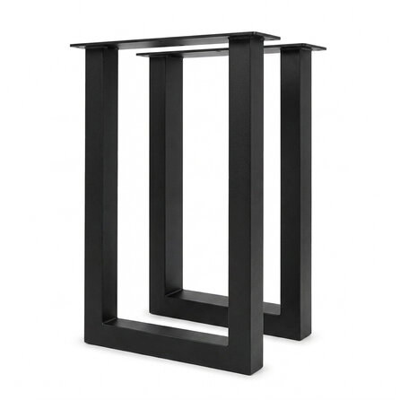 Stalen bartafel U-poten - zwart (RAL 9005) - per SET (2 stuks) - koker: 8x8 cm - breedte: 78 cm - diverse hoogtes - zwarte U-statafel poot - gecoat metaal