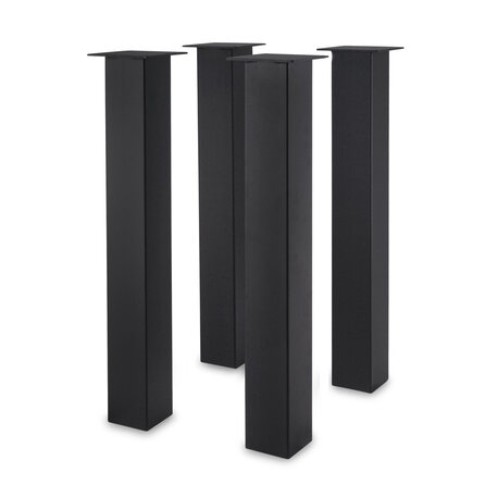 Stalen blokpoten - zwart (RAL 9005) - per SET (4 stuks, los) - koker: 10x10 cm - 70 of 72 cm hoog - "losse" zwarte blok tafelpoten - gecoat metaal Stalen blokpoten - zwart (RAL 9005) - per SET (4 stuks, los) - koker: 10x10 cm - 70 of 72 cm hoog - "losse" zwarte blok tafelpoten - gecoat metaal