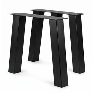 Stalen blokpoten schuin - zwart - SET (2 stuks) - 10x10 cm - 76 cm breed - 72 cm hoog