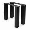 Stalen blokpoten - zwart (RAL 9005) - per SET (2 stuks) - koker: 10x10 cm - breedte: 76 cm - hoogte: 78 cm - zwarte blok tafelpoot - gecoat metaal