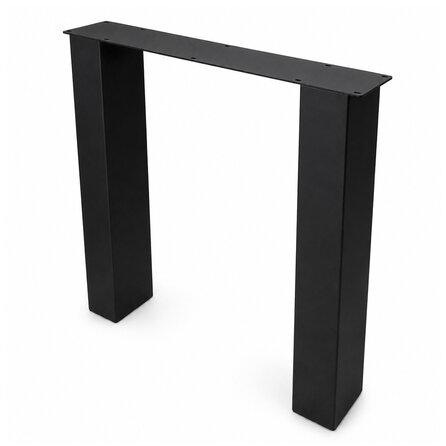 Stalen blokpoten - zwart (RAL 9005) - per SET (2 stuks) - koker: 10x10 cm - breedte: 76 cm - hoogte: 78 cm - zwarte blok tafelpoot - gecoat metaal