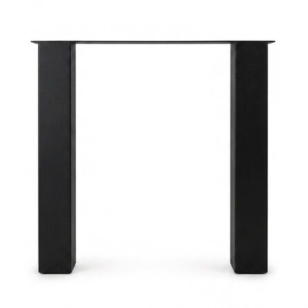 Stalen blokpoten - zwart (RAL 9005) - per SET (2 stuks) - koker: 10x10 cm - breedte: 76 cm - hoogte: 78 cm - zwarte blok tafelpoot - gecoat metaal