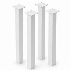 Stalen blokpoten (los) - wit - SET (4 stuks) - 6x6 cm - hoogte: 72 cm