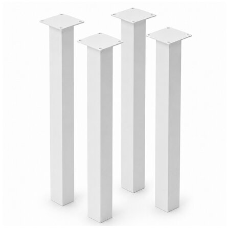 Stalen blokpoten - wit (RAL 9016) - per SET (4 stuks, los) - koker: 6x6 cm - 72 cm hoog - "losse" witte blok tafelpoten - gecoat metaal Stalen blokpoten - wit (RAL 9016) - per SET (4 stuks, los) - koker: 6x6 cm - 72 cm hoog - "losse" witte blok tafelpoten - gecoat metaal