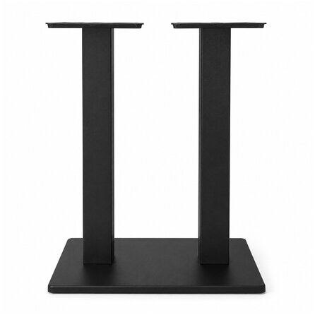Stalen horeca onderstel - zwart (RAL 9005) - 8x8 cm - voet: 38x58 cm - hoogte: 71 cm - bistro tafelonderstel met voet - gecoat metaal