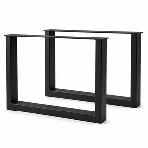 Stalen salontafel U-poten - zwart - SET (2 stuks) - 2,5x5 cm - 54 cm breed - 37,5 cm hoog