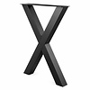 Stalen bartafel X-poten - zwart (RAL 9005) - per SET (2 stuks) - koker: 10x10 cm - breedte: 78 cm - hoogte: 105 cm - zwarte X-statafel poot - gecoat metaal