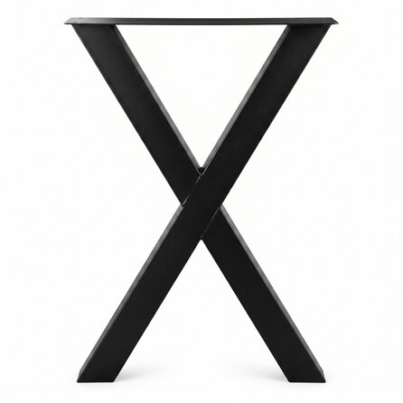 Stalen bartafel X-poten - zwart (RAL 9005) - per SET (2 stuks) - koker: 10x10 cm - breedte: 78 cm - hoogte: 105 cm - zwarte X-statafel poot - gecoat metaal