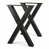 Stalen bartafel X-poten - zwart (RAL 9005) - per SET (2 stuks) - koker: 10x10 cm - breedte: 78 cm - hoogte: 105 cm - zwarte X-statafel poot - gecoat metaal
