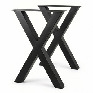 Stalen sta-/bartafel X-poten - zwart - SET (2 stuks) - 10x10 cm - 78 cm breed - 105 cm hoog