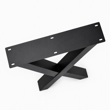 Stalen bartafel X-poten - zwart (RAL 9005) - per SET (2 stuks) - koker: 10x10 cm - breedte: 78 cm - hoogte: 105 cm - zwarte X-statafel poot - gecoat metaal