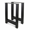 Stalen bartafel H-poten - zwart (RAL 9005) - per SET (2 stuks) - koker: 8x8 cm - breedte: 60 cm - hoogte: 90 cm - zwarte H-statafel poot - gecoat metaal