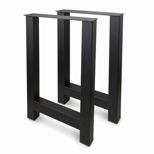 Stalen sta-/bartafel H-poten - zwart - SET (2 stuks) - 8x8 cm - 60 cm breed - 90 cm hoog