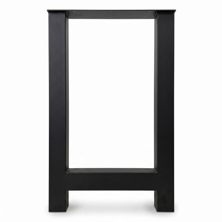 Stalen bartafel H-poten - zwart (RAL 9005) - per SET (2 stuks) - koker: 8x8 cm - breedte: 60 cm - hoogte: 90 cm - zwarte H-statafel poot - gecoat metaal