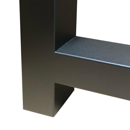 Stalen bartafel H-poten - zwart (RAL 9005) - per SET (2 stuks) - koker: 8x8 cm - breedte: 60 cm - hoogte: 90 cm - zwarte H-statafel poot - gecoat metaal