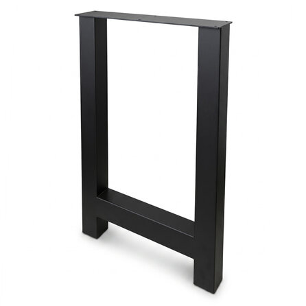Stalen bartafel H-poten - zwart (RAL 9005) - per SET (2 stuks) - koker: 8x8 cm - breedte: 60 cm - hoogte: 90 cm - zwarte H-statafel poot - gecoat metaal