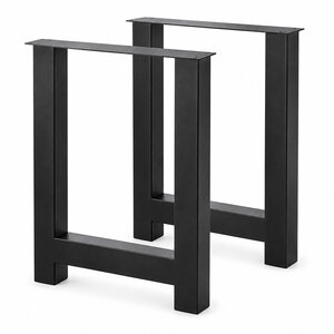 Stalen sta-/bartafel H-poten - zwart - SET (2 stuks) - 10x10 cm - 78 cm breed - 105 cm hoog