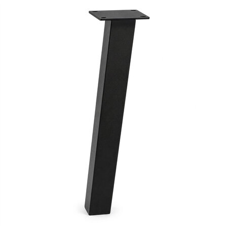 Stalen blokpoten schuin - zwart (RAL 9005) - per SET (4 stuks, los) - koker: 10x10 cm - 72 cm hoog - "losse" zwarte blok tafelpoten - gecoat metaal