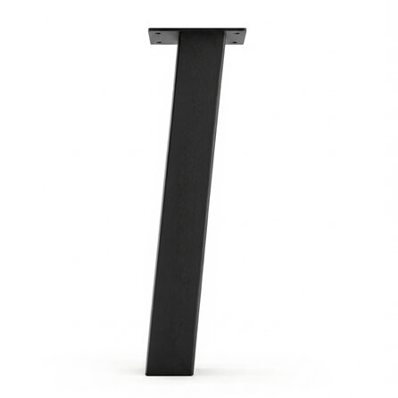 Stalen blokpoten schuin - zwart (RAL 9005) - per SET (4 stuks, los) - koker: 10x10 cm - 72 cm hoog - "losse" zwarte blok tafelpoten - gecoat metaal
