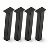 Stalen blokpoten schuin - zwart (RAL 9005) - per SET (4 stuks, los) - koker: 10x10 cm - 72 cm hoog - "losse" zwarte blok tafelpoten - gecoat metaal