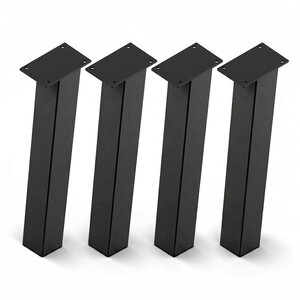 Stalen blokpoten schuin (los) - zwart - SET (4 stuks) - 10x10 cm - hoogte: 72 cm