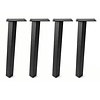 Stalen blokpoten schuin - zwart (RAL 9005) - per SET (4 stuks, los) - koker: 5x5 cm - 72 cm hoog - "losse" zwarte blok tafelpoten - gecoat metaal