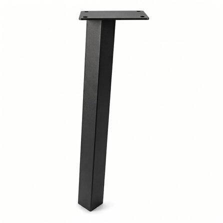 Stalen blokpoten schuin - zwart (RAL 9005) - per SET (4 stuks, los) - koker: 5x5 cm - 72 cm hoog - "losse" zwarte blok tafelpoten - gecoat metaal