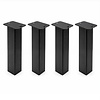 Stalen salontafel blokpoten - zwart (RAL 9005) - per SET (4 stuks, los) - koker: 8x8 cm - 40 of 43 cm hoog - "losse" zwarte salontafel poten - gecoat metaal
