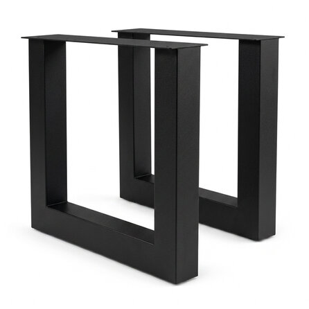 Stalen U-tafelpoten - zwart (RAL 9005) - per SET (2 stuks) - koker: 10x10 cm - breedte: 78 cm - hoogte: 72 cm - zwarte U-poot - gecoat metaal