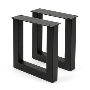 Stalen U-bankpoten - zwart - SET (2 stuks) - 6x6 cm