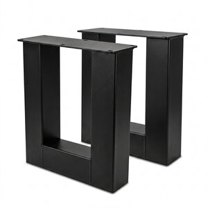 Stalen U-bankpoten - zwart - SET (2 stuks) - 8x8 cm - 38 cm breed - 43 cm hoog