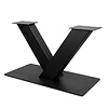 Stalen V-poot onderstel - zwart (RAL 9005)- koker: 5x15 cm - 60x120 cm - hoogte: 73 cm - V-tafelonderstel met voetplaat - gecoat metaal