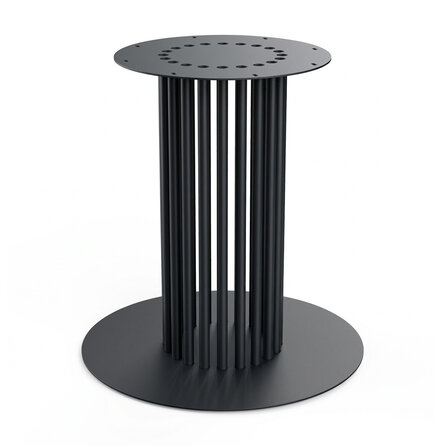 Stalen kolompoot onderstel - zwart (RAL 9005) - 22 cm (kolom) - 60 cm (grondplaat) - hoogte: 72 cm - kolomvoet tafelonderstel - gecoat metaal