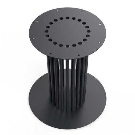 Stalen kolompoot onderstel - zwart (RAL 9005) - 22 cm (kolom) - 60 cm (grondplaat) - hoogte: 72 cm - kolomvoet tafelonderstel - gecoat metaal