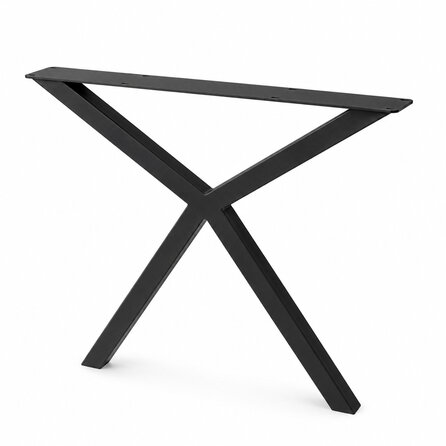 Stalen scissor poten - zwart (RAL 9005) - per SET (2 stuks) - koker: 4x4 cm - breedte: 78 cm - hoogte: 72 cm - zwarte (X/Y) tafelpoot - gecoat metaal