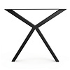 Stalen scissor poten - zwart (RAL 9005) - per SET (2 stuks) - koker: 4x4 cm - breedte: 78 cm - hoogte: 72 cm - zwarte (X/Y) tafelpoot - gecoat metaal