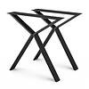 Stalen scissor poten - zwart (RAL 9005) - per SET (2 stuks) - koker: 2x8 cm - breedte: 70 cm - hoogte: 73 cm - zwarte (X/Y) tafelpoot - gecoat metaal