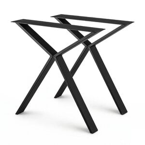 stalen scissor poten - zwart - per SET (2 stuks) - 2x8 cm - 70 cm breed - 73 cm hoog