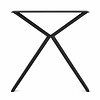 Stalen scissor poten - zwart (RAL 9005) - per SET (2 stuks) - koker: 2x8 cm - breedte: 70 cm - hoogte: 73 cm - zwarte (X/Y) tafelpoot - gecoat metaal