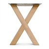 Eiken X bankpoten - per SET (2 stuks) - 5x5 cm - breedte: 36 cm - hoogte: 40 cm - X-poot bankje - rustiek eikenhout (B/C)